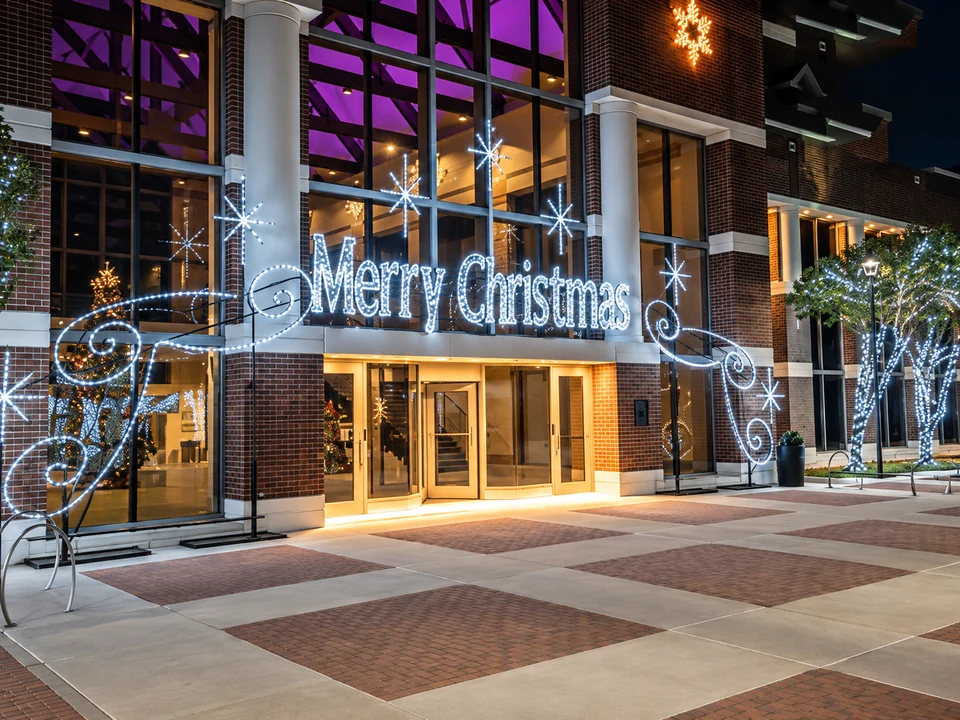 Commercial holiday lighting installation in Corpus Christi
